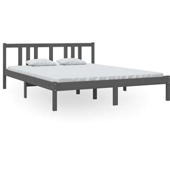 Rám postele sivý masívne drevo 150 × 200 cm King Size, 814891
