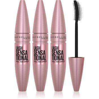 Maybelline Lash Sensational predlžujúca riasenka pre plné mihalnice odtieň 01 - Very Black 3x9,5 ml