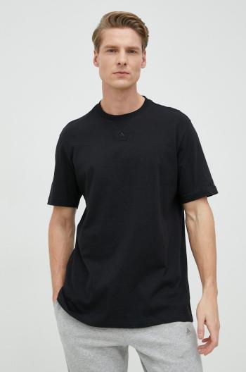 Bavlnené tričko adidas čierna farba, jednofarebné