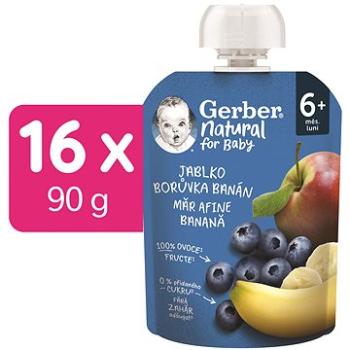 GERBER Natural kapsička jablko, čučoriedka a banán 16× 90 g (8445290308221)