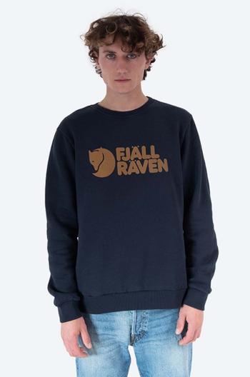 Bavlnená mikina Fjallraven Logo Sweater pánska, tmavomodrá farba, s nášivkou, F84142