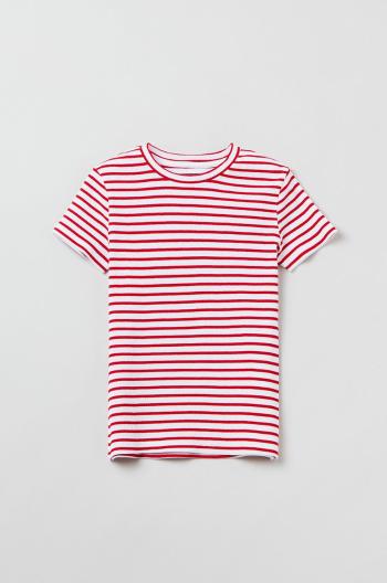 Detské bavlnené tričko OVS červená farba,