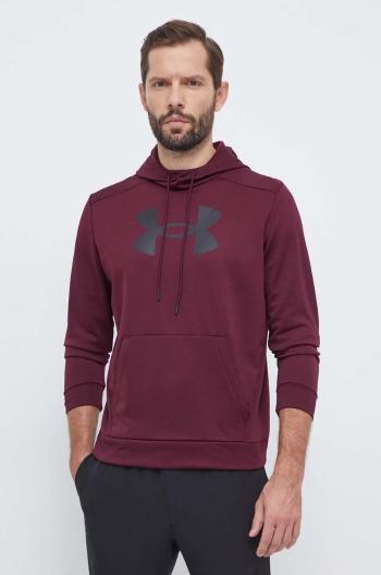 Tréningová mikina Under Armour bordová farba, s kapucňou, s potlačou