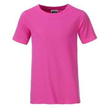 James & Nicholson Klasické chlapčenské tričko z biobavlny 8008B - Ružová | S