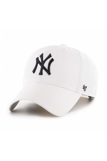 Bavlnená šiltovka 47brand MLB New York Yankees biela farba, s nášivkou