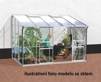 Skleník k stene VITAVIA IDA 6500 polykarbonát strieborný Dekorhome Polykarbonát 4 mm