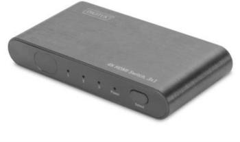 Digitus DS-45316 3 porty Prepínač HDMI kovový ukazovateľ, pripravené pre Ultra HD, s hliníkovým krytom, indikácia LED, s