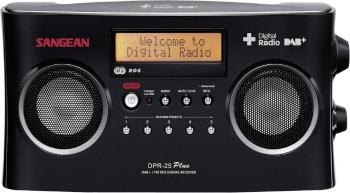 Sangean DPR-25+ prenosné rádio DAB+, FM AUX  s USB nabíjačkou čierna