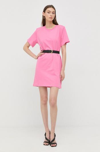Bavlnené šaty Notes du Nord ružová farba, mini, rovný strih