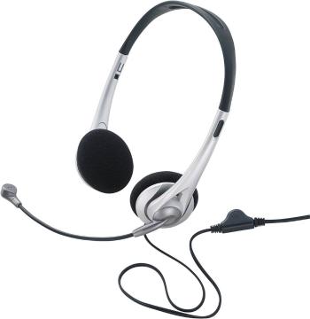 Basetech TW-218 headset k PC jack 3,5 mm káblový na ušiach čierna, strieborná