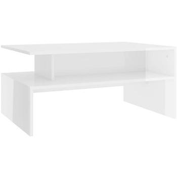SHUMEE Konferenčný stolík biely vysoký lesk 90 × 60 × 42,5 cm drevotrieska, 803260