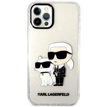 Karl Lagerfeld IML Glitter Karl and Choupette NFT Zadný Kryt pre iPhone 12/12 Pro Transparent (KLHCP12MHNKCTGT)