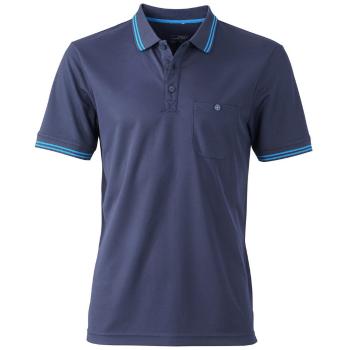 James & Nicholson Pánska športová polokošeľa JN702 - Tmavomodrá / aqua | XL