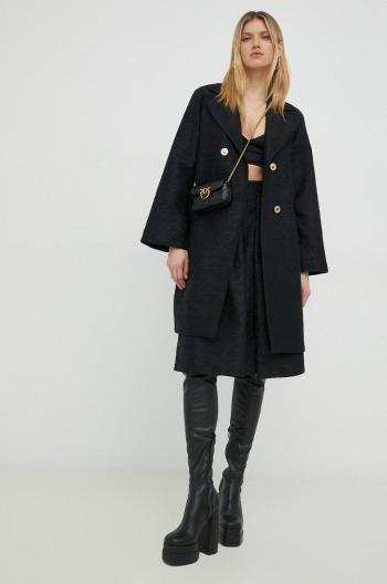 Kabát Pinko dámsky, čierna farba, prechodný, dvojradový