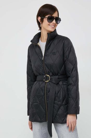 Páperová bunda Lauren Ralph Lauren Dámska, čierna farba, prechodná