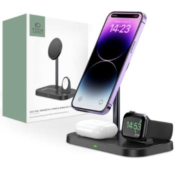 Tech-Protect A22 3in1 bezdrôtová nabíjačka na mobil  / AirPods / Apple Watch, čierna