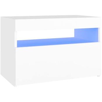 SHUMEE Nočný stolík s LED osvetlením biely 60 × 35 × 40 cm drevotrieska, 3082774