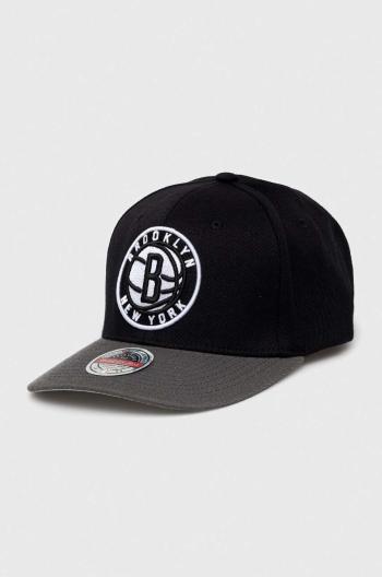 Šiltovka s prímesou vlny Mitchell&Ness Brooklyn Nets čierna farba, s nášivkou