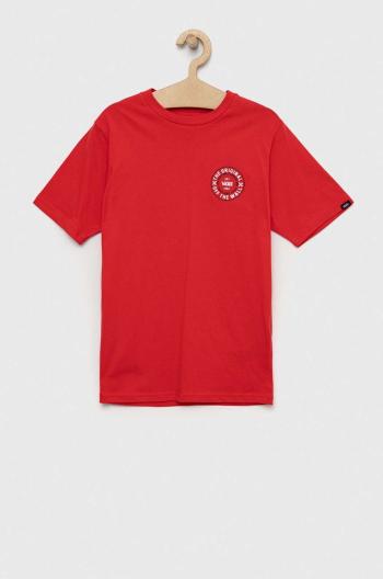 Detské bavlnené tričko Vans CUSTOM CLASSIC SS True Red červená farba, s potlačou