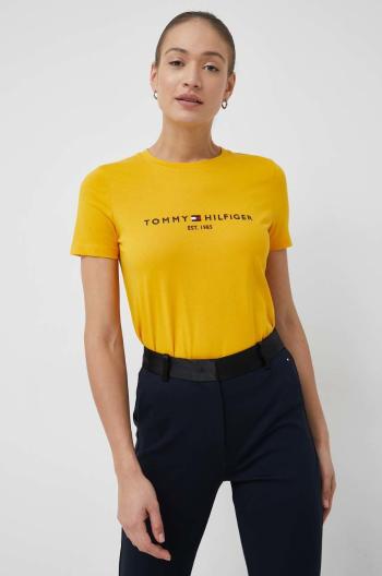 Bavlnené tričko Tommy Hilfiger , žltá farba