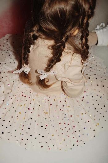 Dievčenské šaty Konges Sløjd béžová farba, mini, áčkový strih