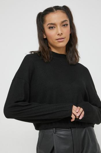 Tričko s dlhým rukávom JDY Lucca dámske, čierna farba, s polorolákom