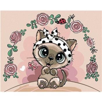 Maľovanie podľa čísel - Malá mačka s kvetinami (HRAbz33361nad)