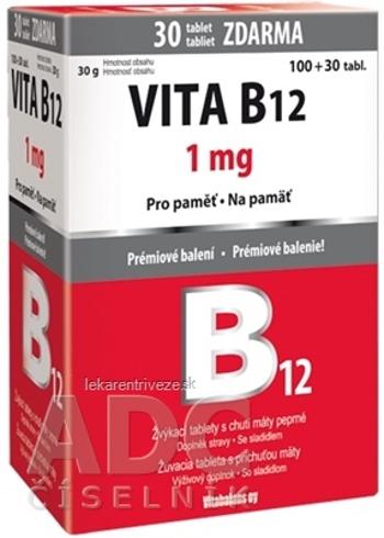 Vitabalans VITA B12 1 mg žuvacie tablety s príchuťou mäty 100+30 zdarma (130 ks)