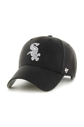 Čiapka s prímesou vlny 47brand MLB Chicago White Sox čierna farba, s nášivkou