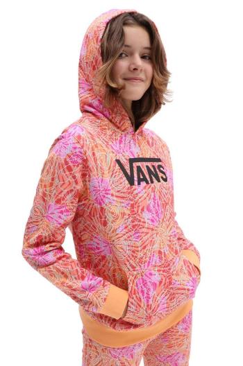 Detská bavlnená mikina Vans ROSE CAMO PRINT HOODIE CYCLAMEN oranžová farba, s kapucňou, vzorovaná