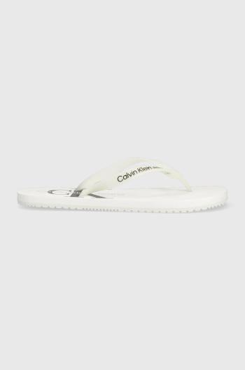 Žabky Calvin Klein Jeans BEACH SANDAL MONOGRAM TPU pánske, biela farba