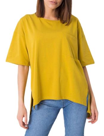 Tmavo žlté dámske asymetrické tričko vel. M