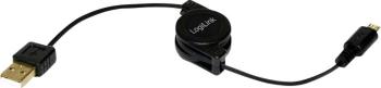 LogiLink #####USB-Kabel USB 2.0 #####USB-A Stecker, #####USB-Micro-B Stecker 75.00 cm čierna vrátane automatického navíj