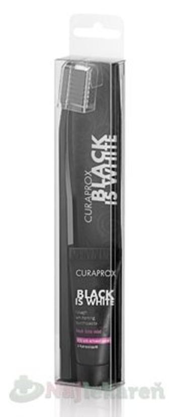 Curaprox Black is White 5460 Ultra Soft zubná kefka + bieliaca pasta s aktívnym uhlím a hydroxylapatitom 8 ml darčeková sada
