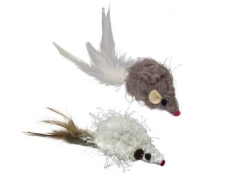 Nobby Plyšové myšky s pierkami a catnipom 2 ks 8 cm