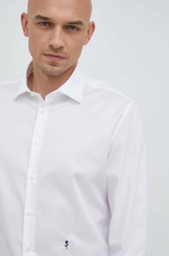 Bavlnená košeľa Seidensticker pánska, biela farba, slim, s klasickým golierom