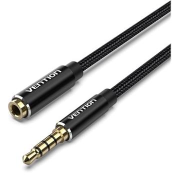 Vention Cotton Braided TRRS 3.5 mm Male to 3.5 mm Female Audio Extension 2 m Black Aluminum Alloy Ty (BHCBH)