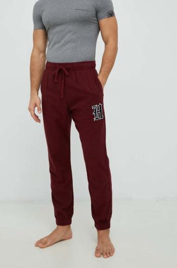 Pyžamové nohavice Hollister Co. pánske, bordová farba, s nášivkou