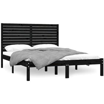 Rám postele čierny masívne drevo 160 × 200 cm, 3104622