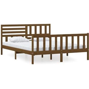 Rám postele medovo hnedý masívne drevo 160 × 200 cm, 3101166