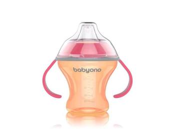 BABYONO Hrnček netečúci s mäkkým náustkom Natural Nursing 180 ml oranžová