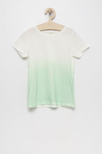 Detské bavlnené tričko Name it zelená farba,