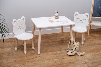 Detský stôl so stoličkami - Mačička - biely Kids table set - Cat  set - 1x stôl + 2x stoličky