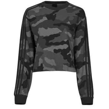 adidas  Essentials 3-Stripes Camo-Print Cropped Sweatshirt  Mikiny Čierna