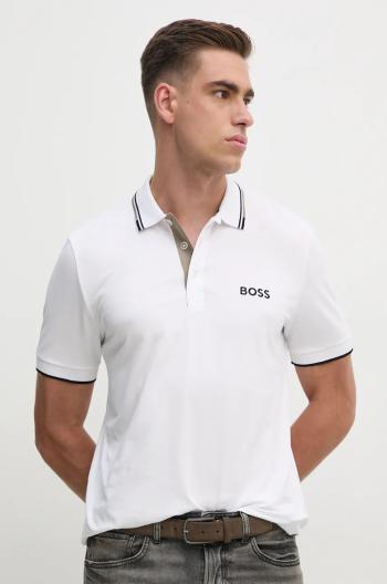 Polo tričko Boss Green pánske, biela farba, s nášivkou, 50469102