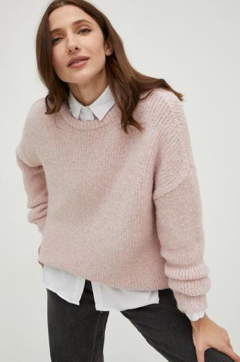 Vlnený sveter Answear Lab dámsky, ružová farba, teplý,