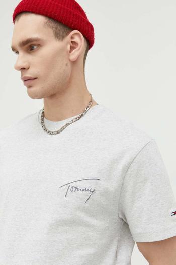 Bavlnené tričko Tommy Jeans šedá farba, melanžové