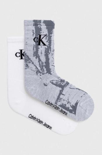 Ponožky Calvin Klein 2-pak dámske, šedá farba