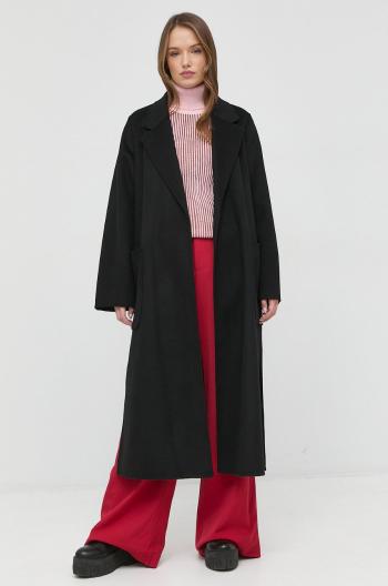 Vlnený kabát Ivy Oak čierna farba, prechodný, bez zapínania