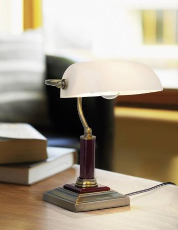 Brilliant Bankir 92679/31 stolná lampa halogénová žiarovka E27 60 W  starožitná mosadz